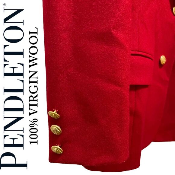 Pendleton Vintage 100% Virgin Wool Blazer Suit Jacket Made in USA Red Womens 8 - Picture 3 of 16